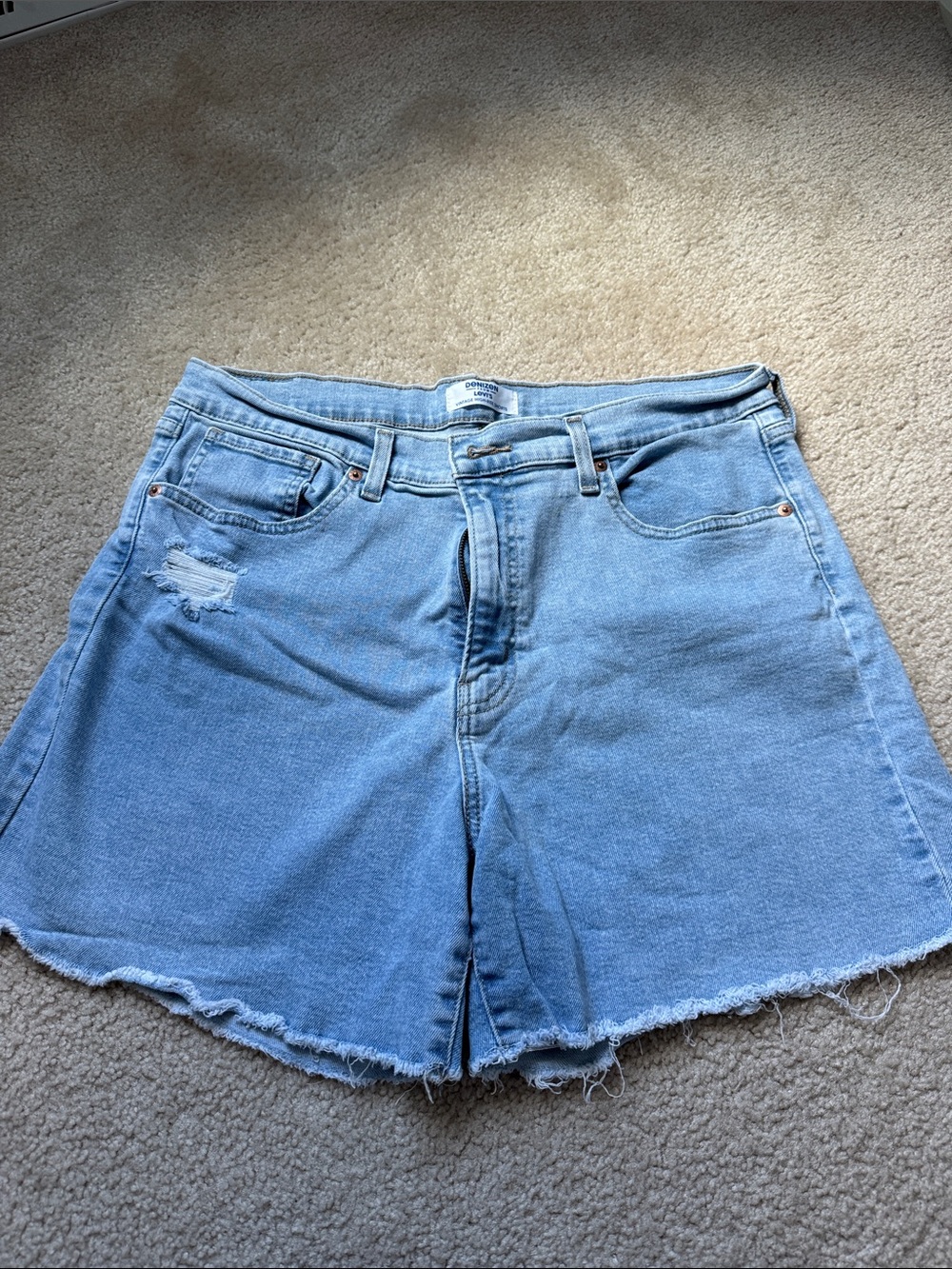 Denizen from Levi's Light Blue Frayed Hem Jean Shorts